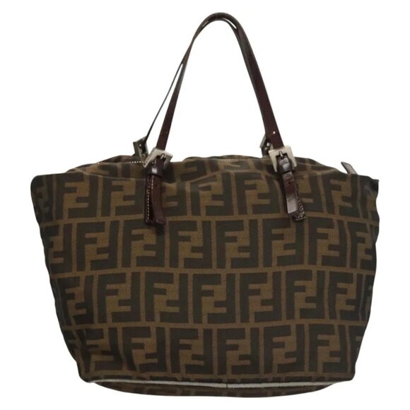 FENDI Zucca Canvas Hand Bag Black Brown Auth ep8782 - Picture 2 of 16